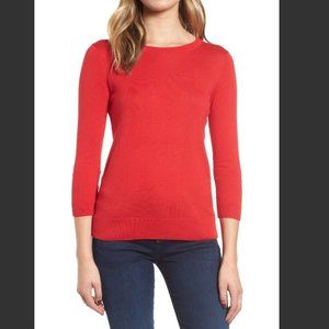 1901 Women's Red Back Button Crewneck Sweater Size Small